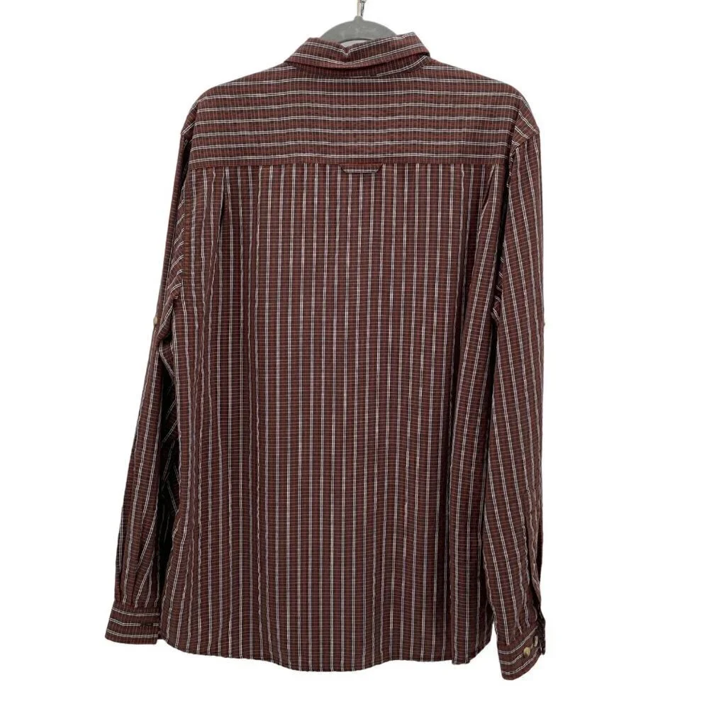 The North Face Brown/Red/White Plaid Long Sleeve Shirt Men's Size XL